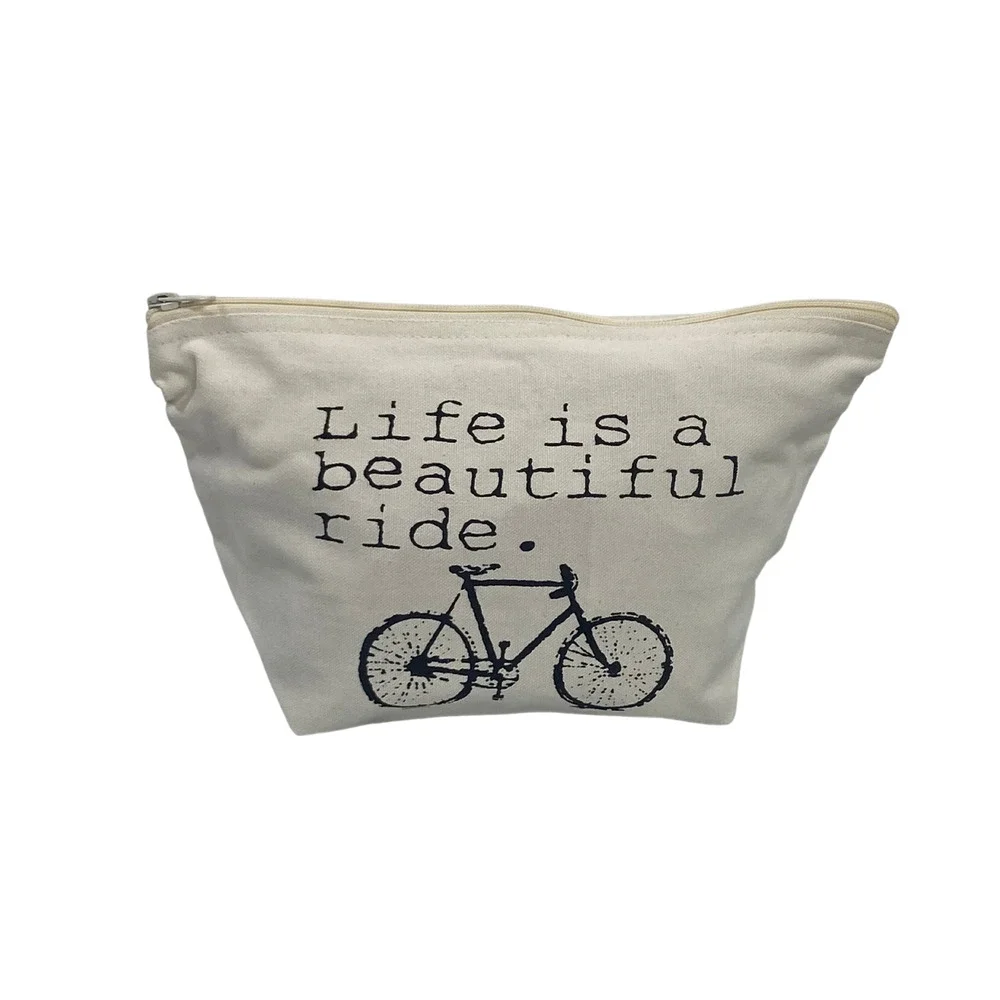 Canvas Travel Cosmetic Bag Set w Bottles Life Is Beautiful Ride NEW